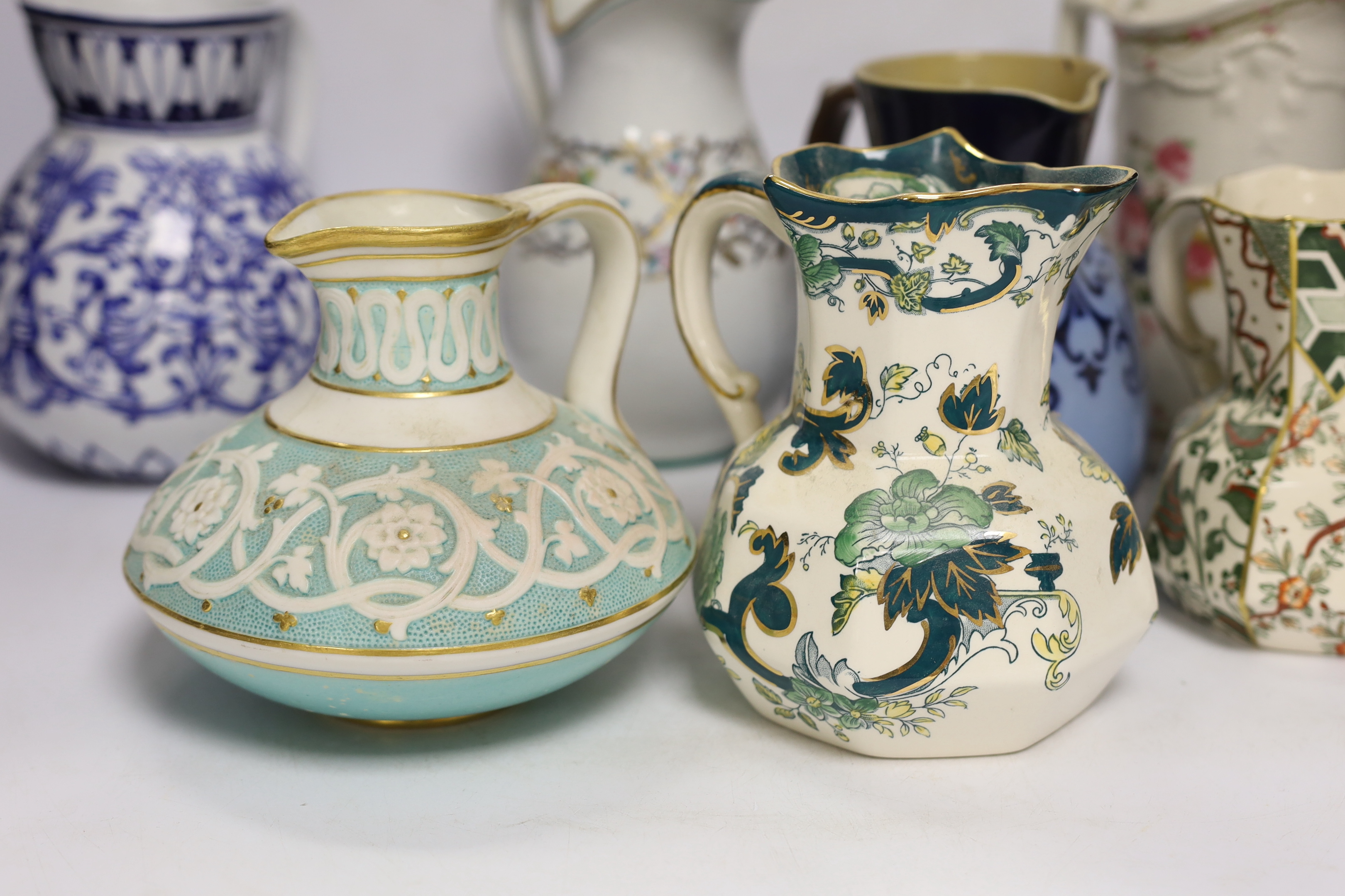 Seven late 19th century and early 20th century jugs, tallest 19cm